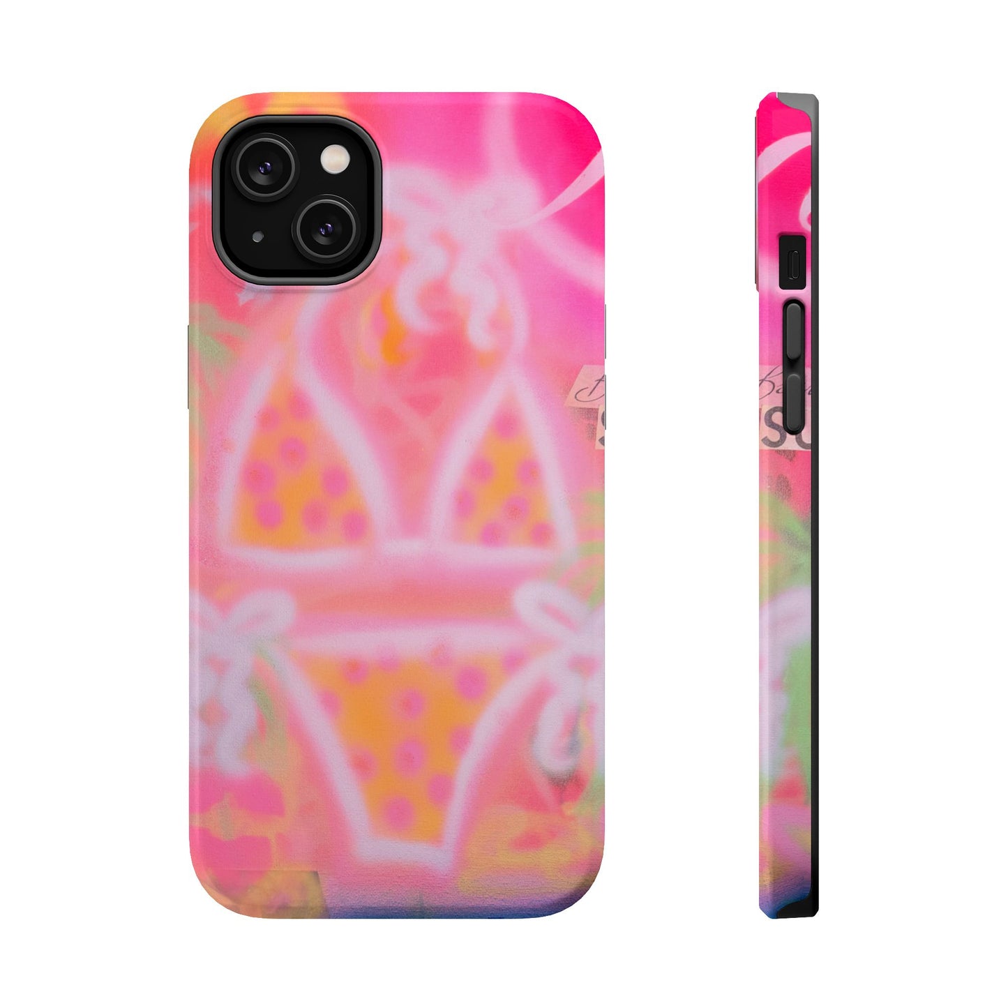 MagSafe "yellow polka dot bikini" airbrush iPhone case