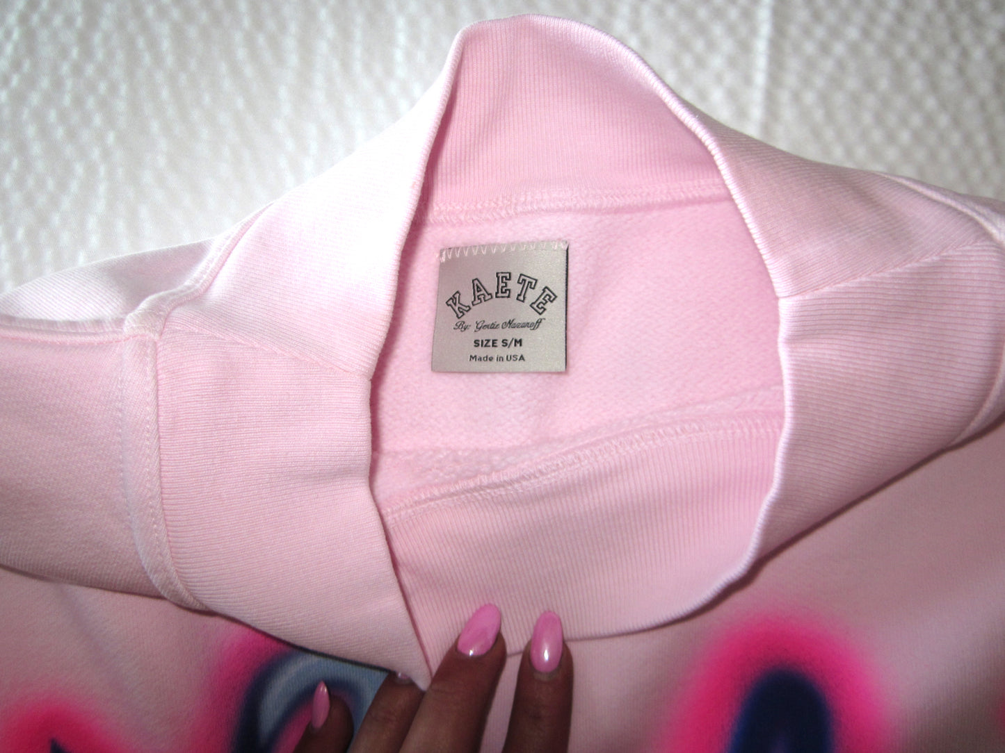 1 OF 1 "lucky" airbrush pink kaete mockneck