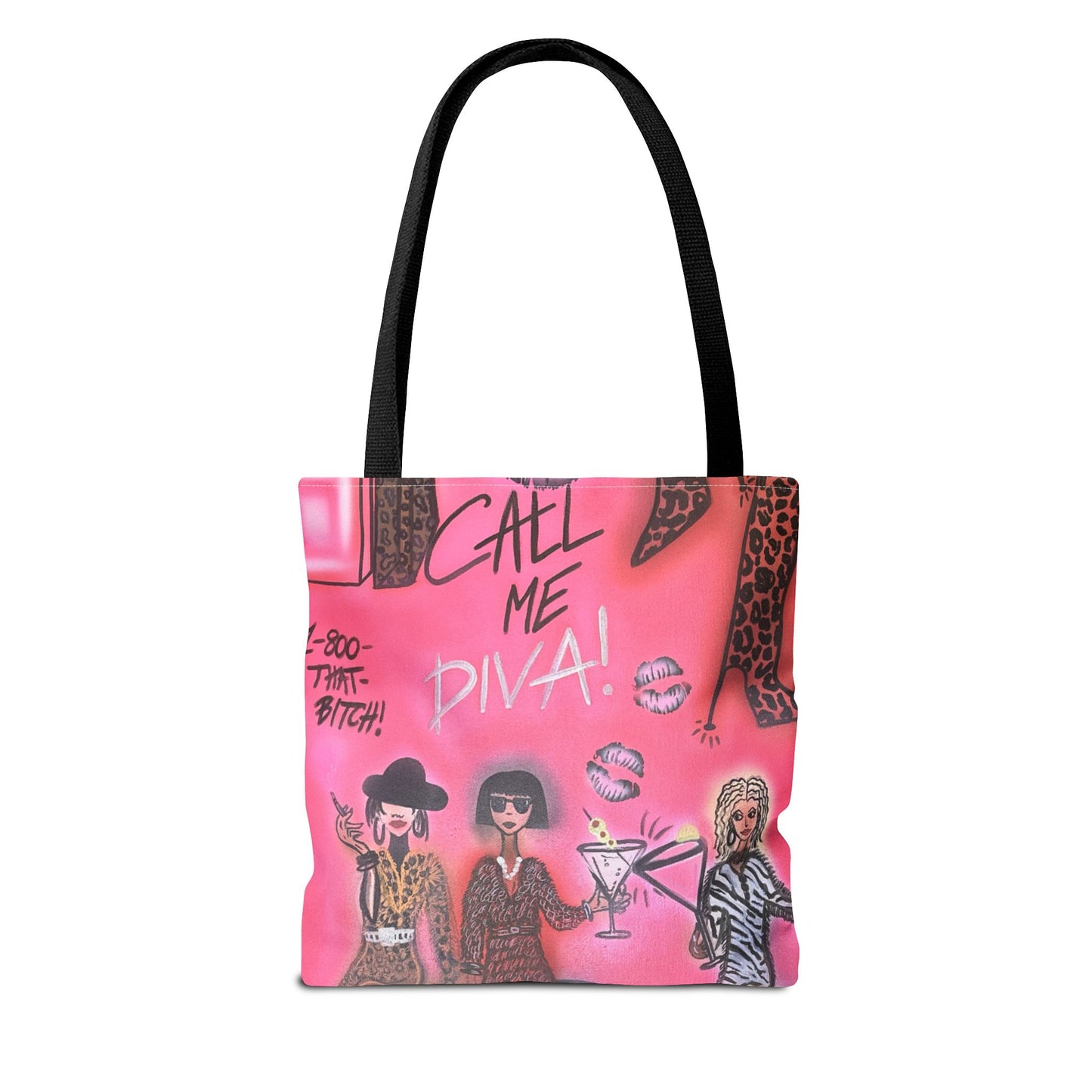 "party diva" airbrush tote bag