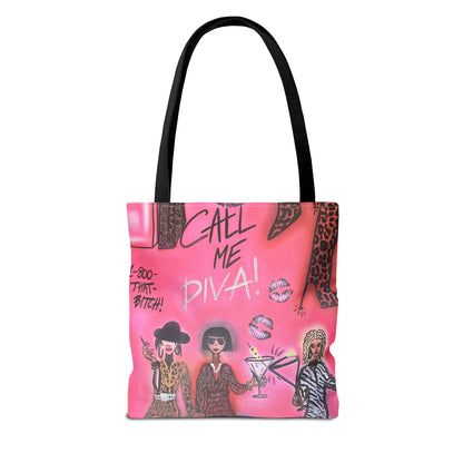 "party diva" airbrush tote bag