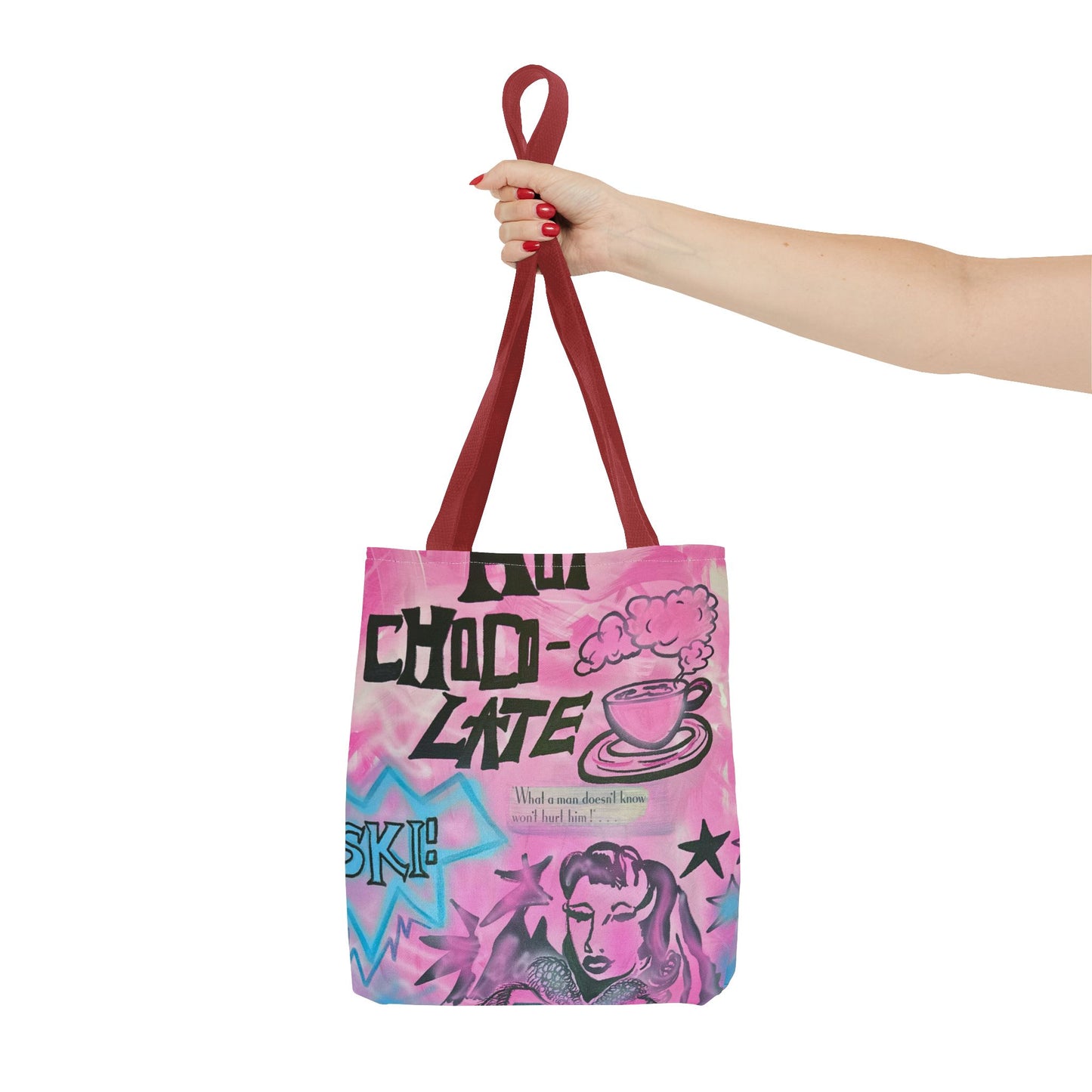 "avant le ski" airbrush tote bag