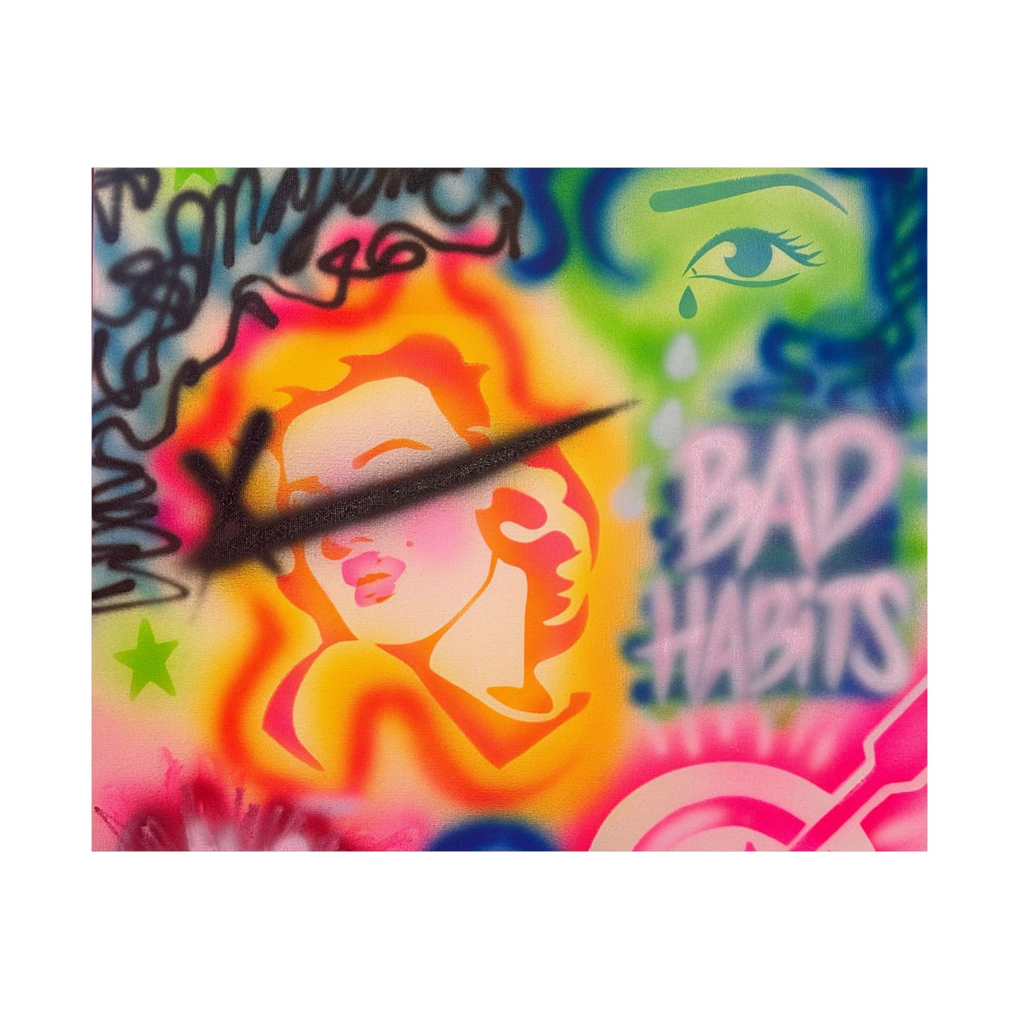 "bad habits" airbrush horizontal print