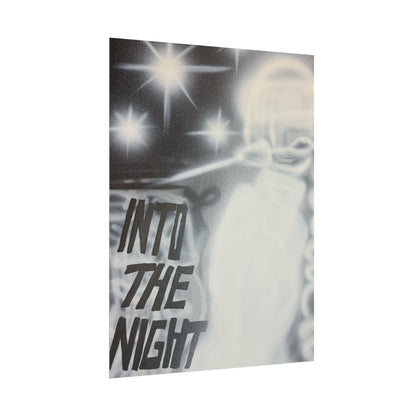 "into the night" airbrush rolled print