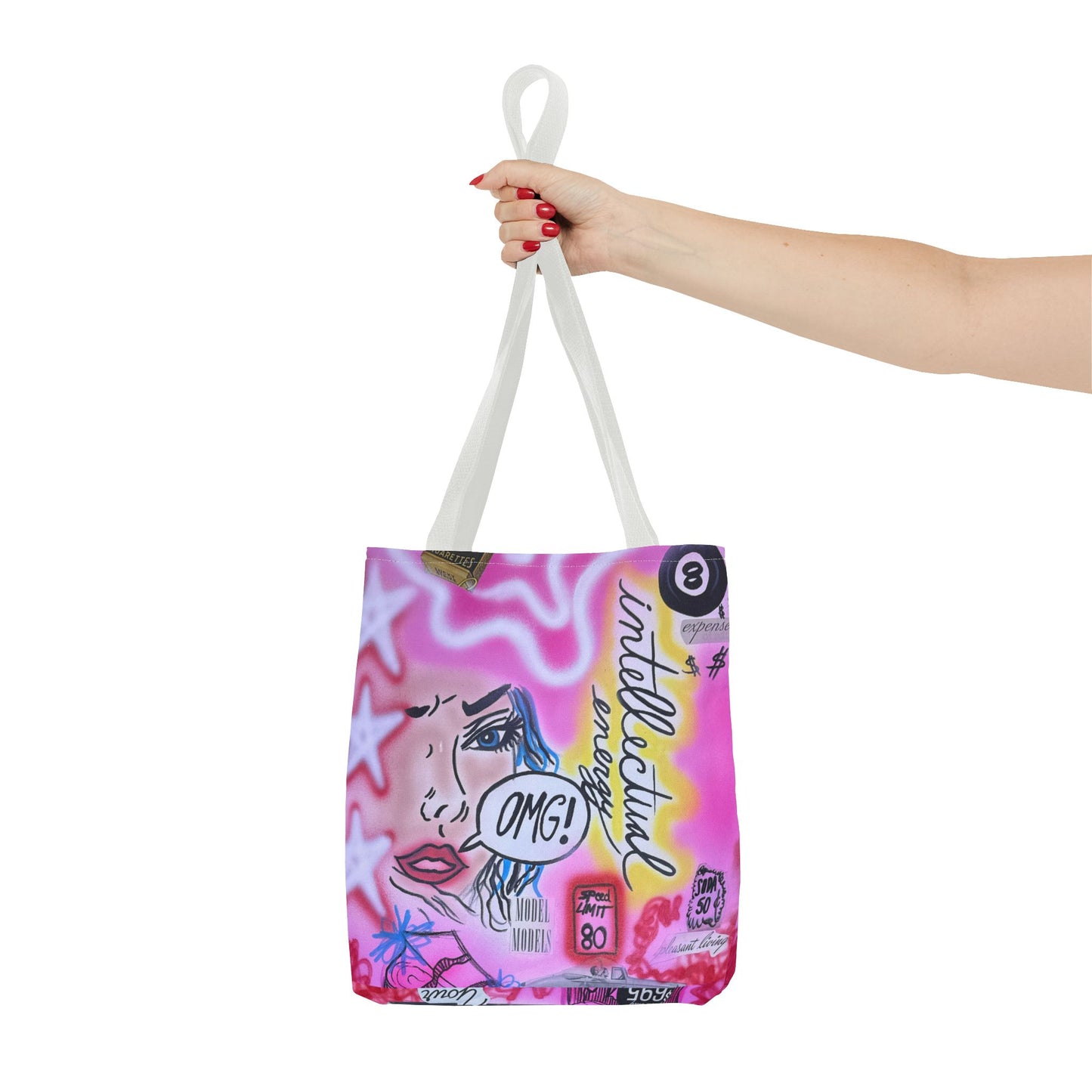 "intellectual energy" airbrush tote bag