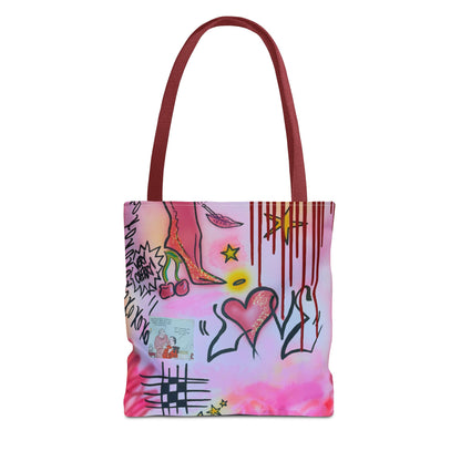 "cherry luvr" airbrush tote bag