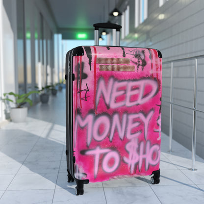 "need $$ to shop" airbrush suitcase