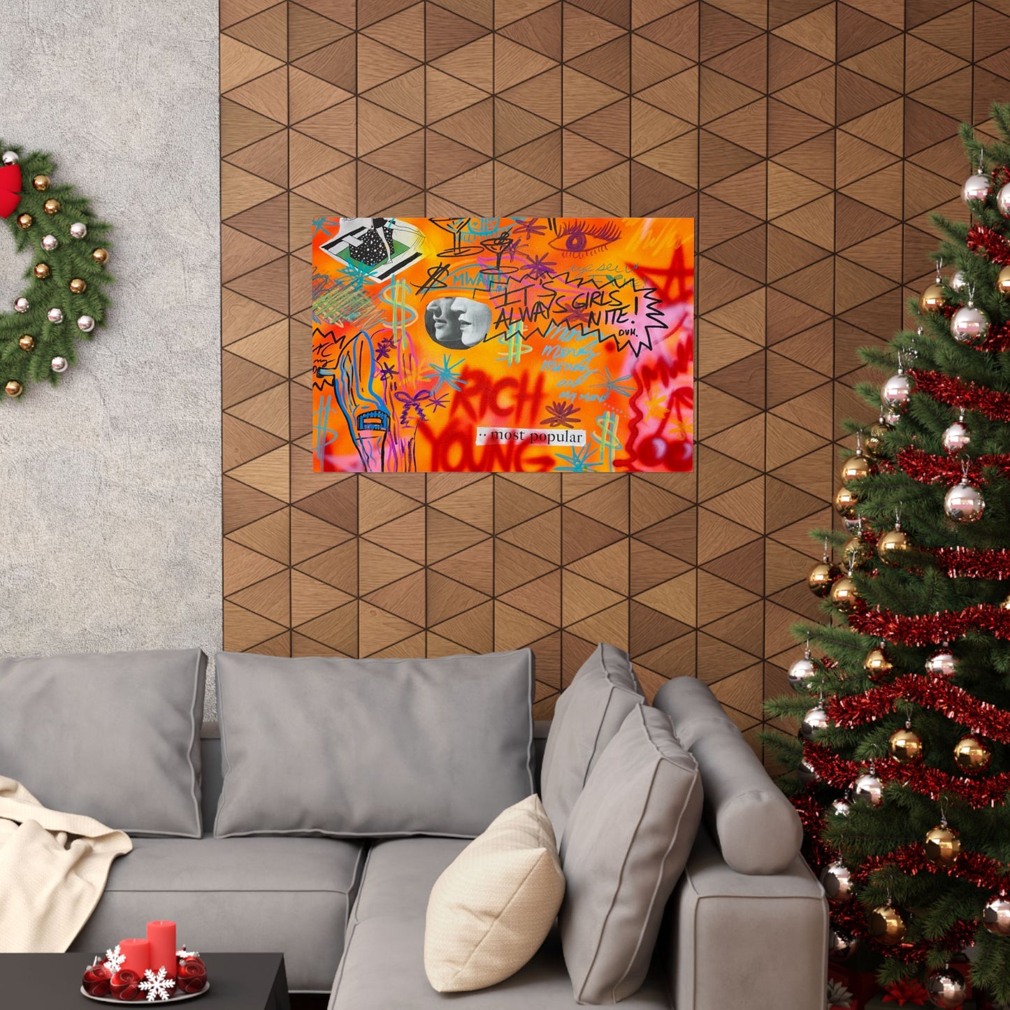 "young, rich, hot" airbrush horizontal print