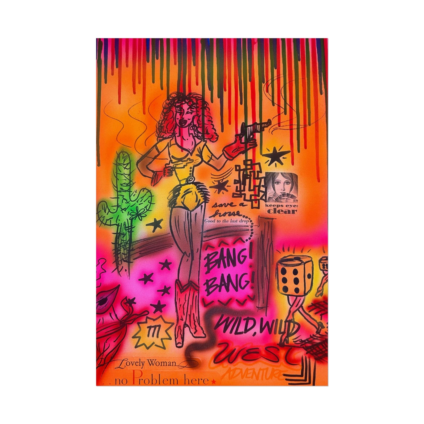 "wild, wild west" airbrush rolled print