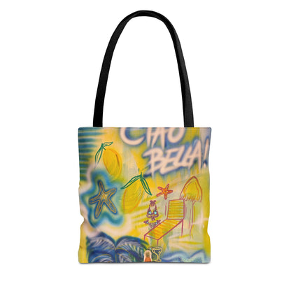 "ciao bella" airbrush tote bag