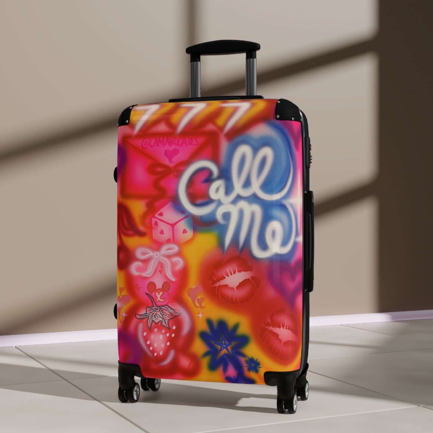"call me" airbrush suitcase