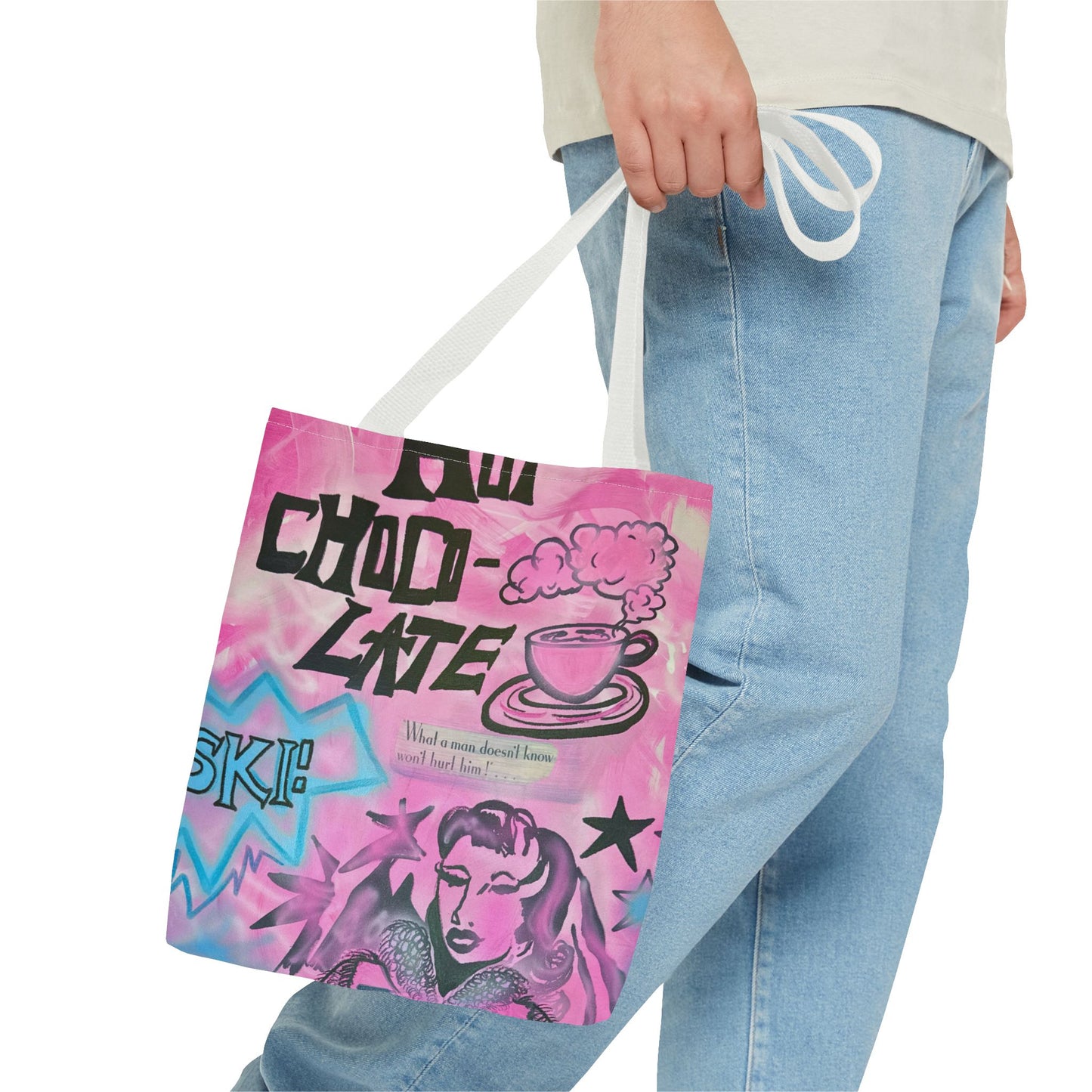 "avant le ski" airbrush tote bag