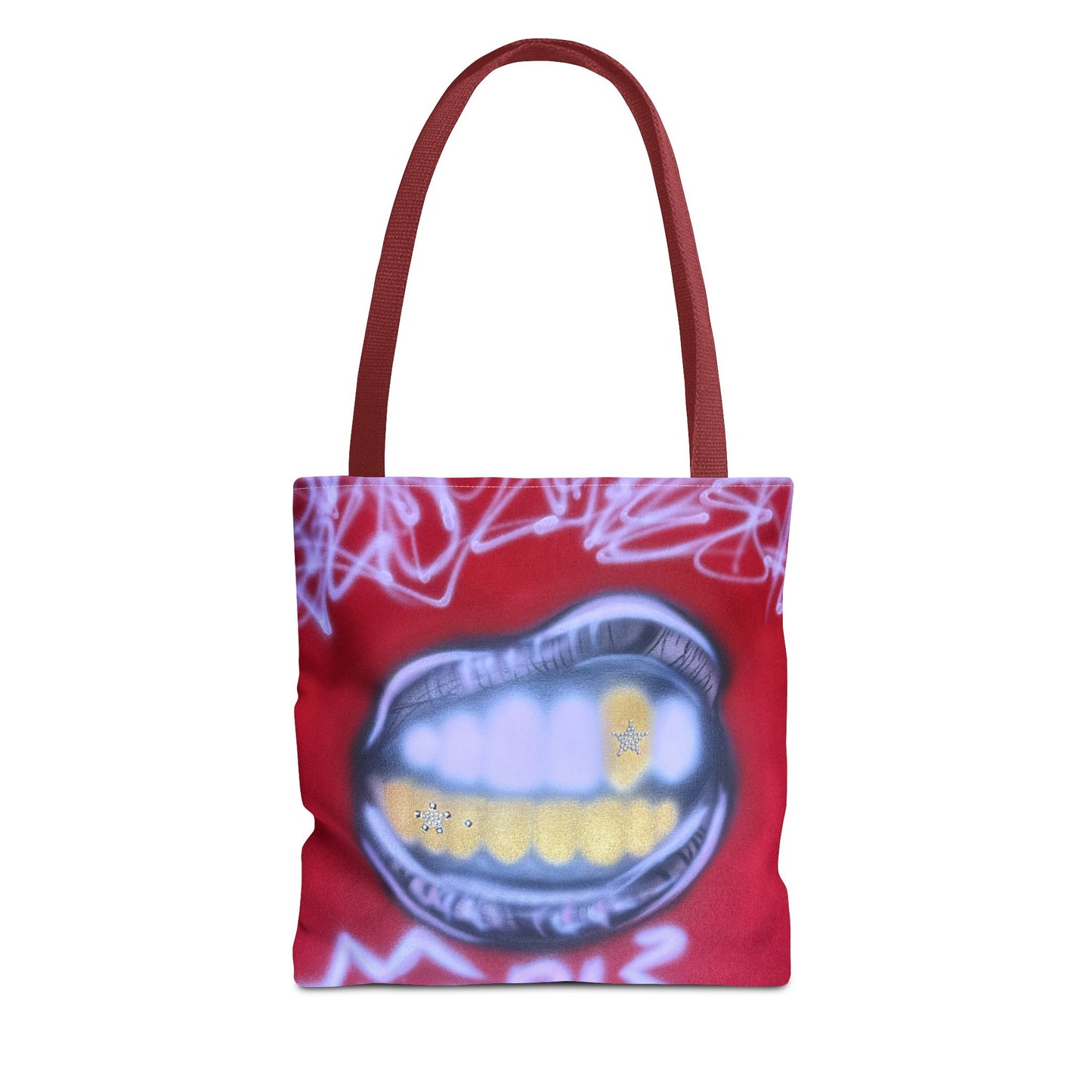 "tooth drip" airbrush tote bag