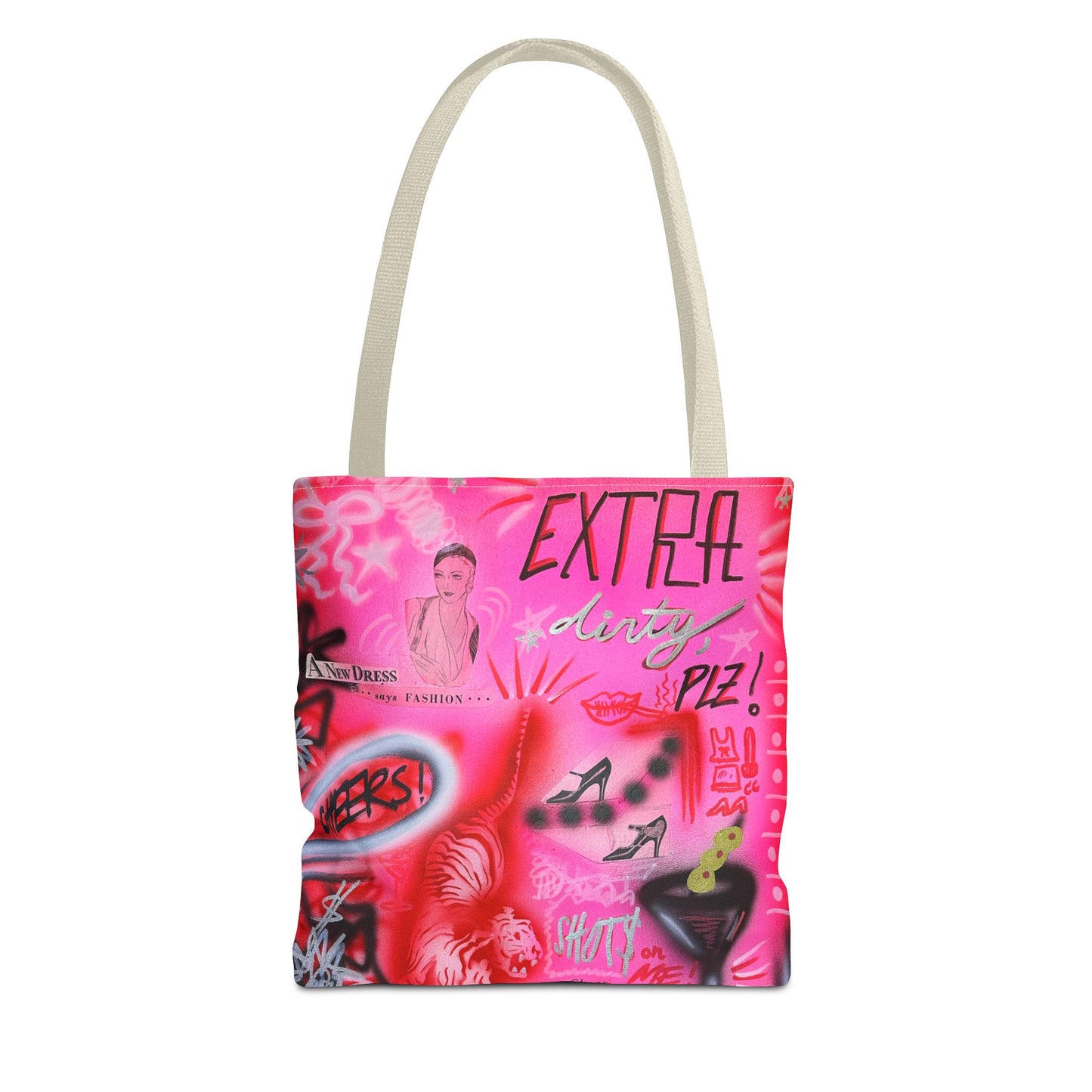 "extra dirty, plz" airbrush tote bag