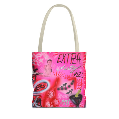"extra dirty, plz" airbrush tote bag