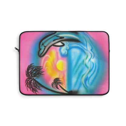"dolphin love" airbrush laptop sleeve