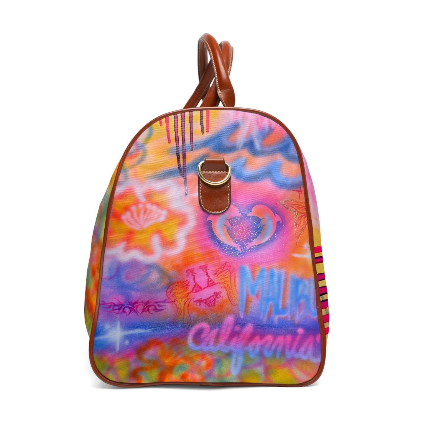"mornings in malibu" airbrush waterproof travel bag