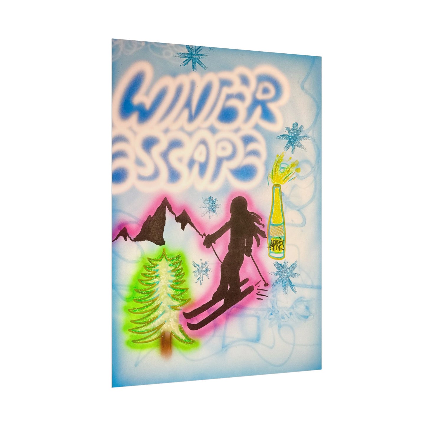 "winter escape" airbrush rolled print