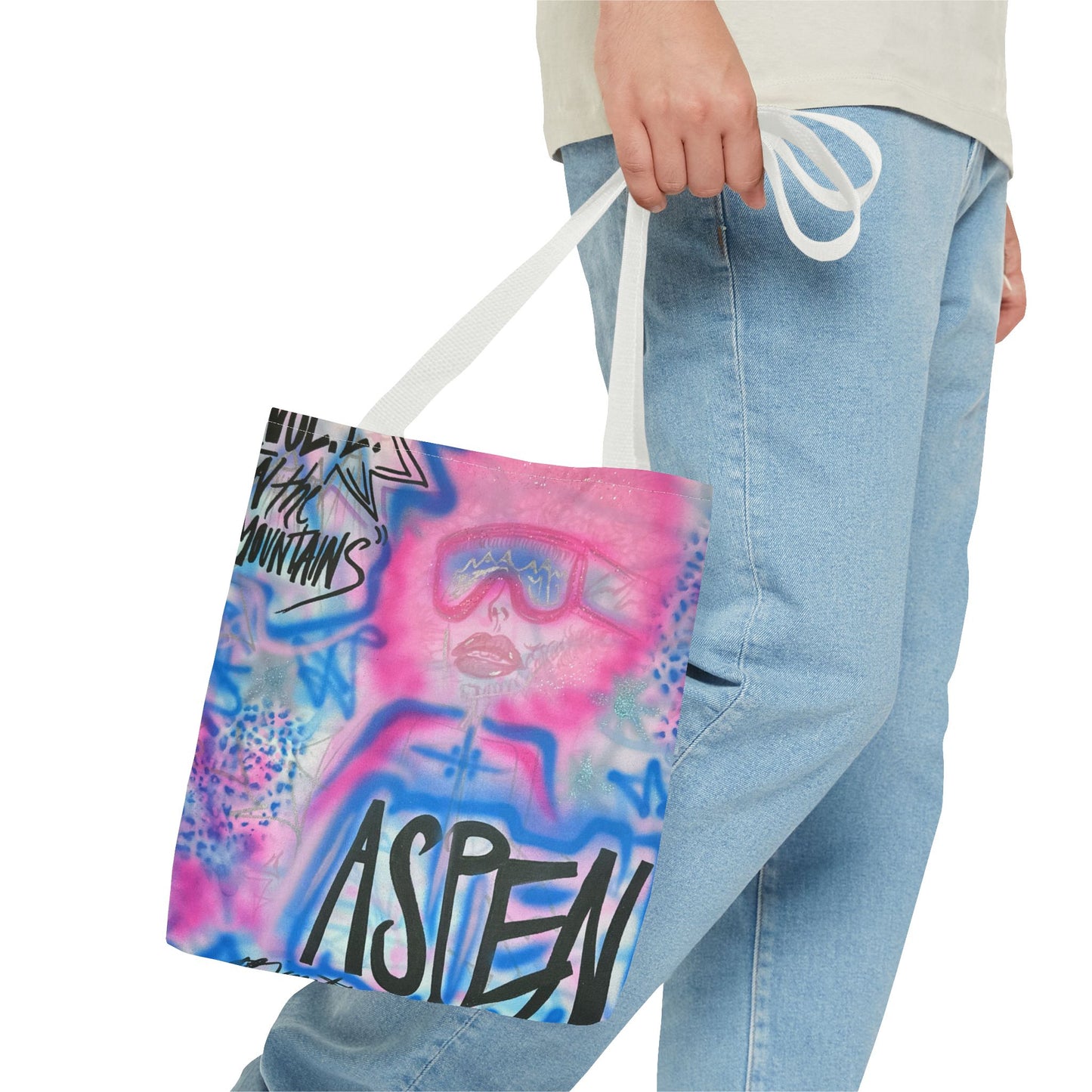 "aspen aspirations" airbrush tote bag