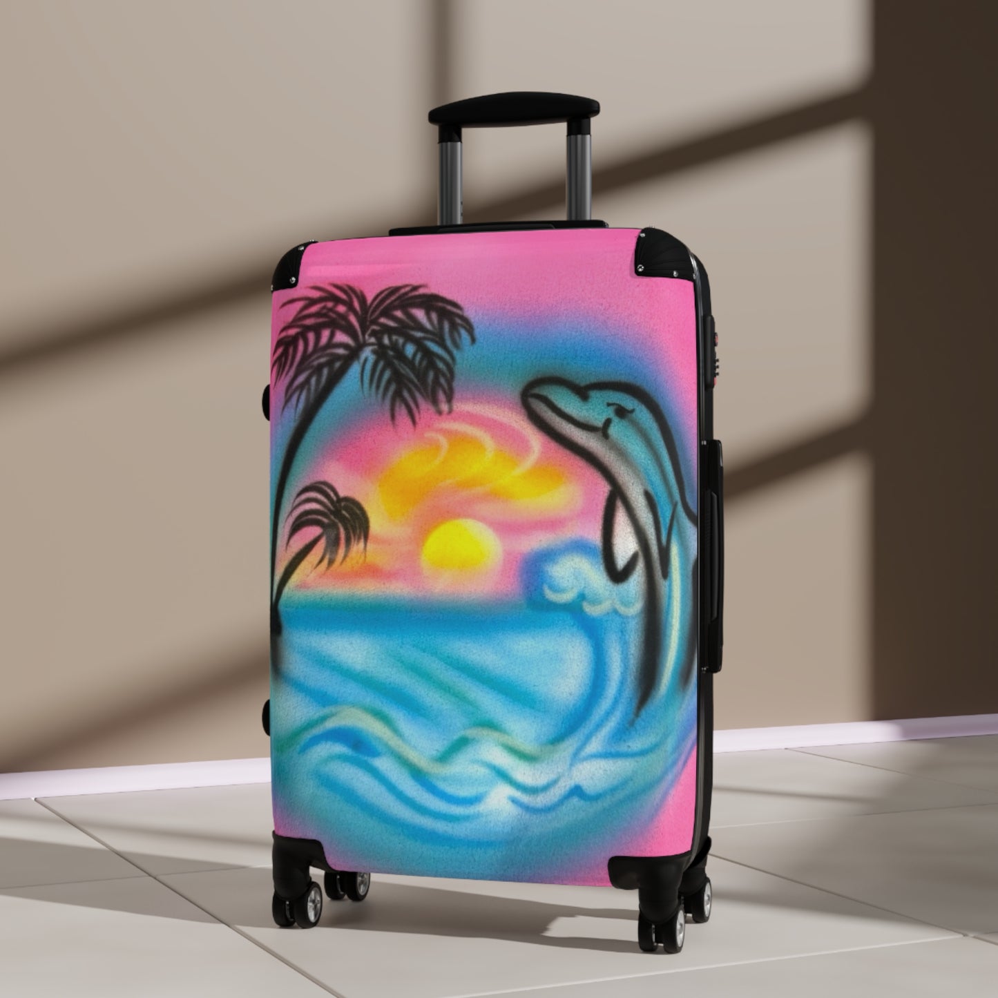 "dolphin love" airbrush suitcase