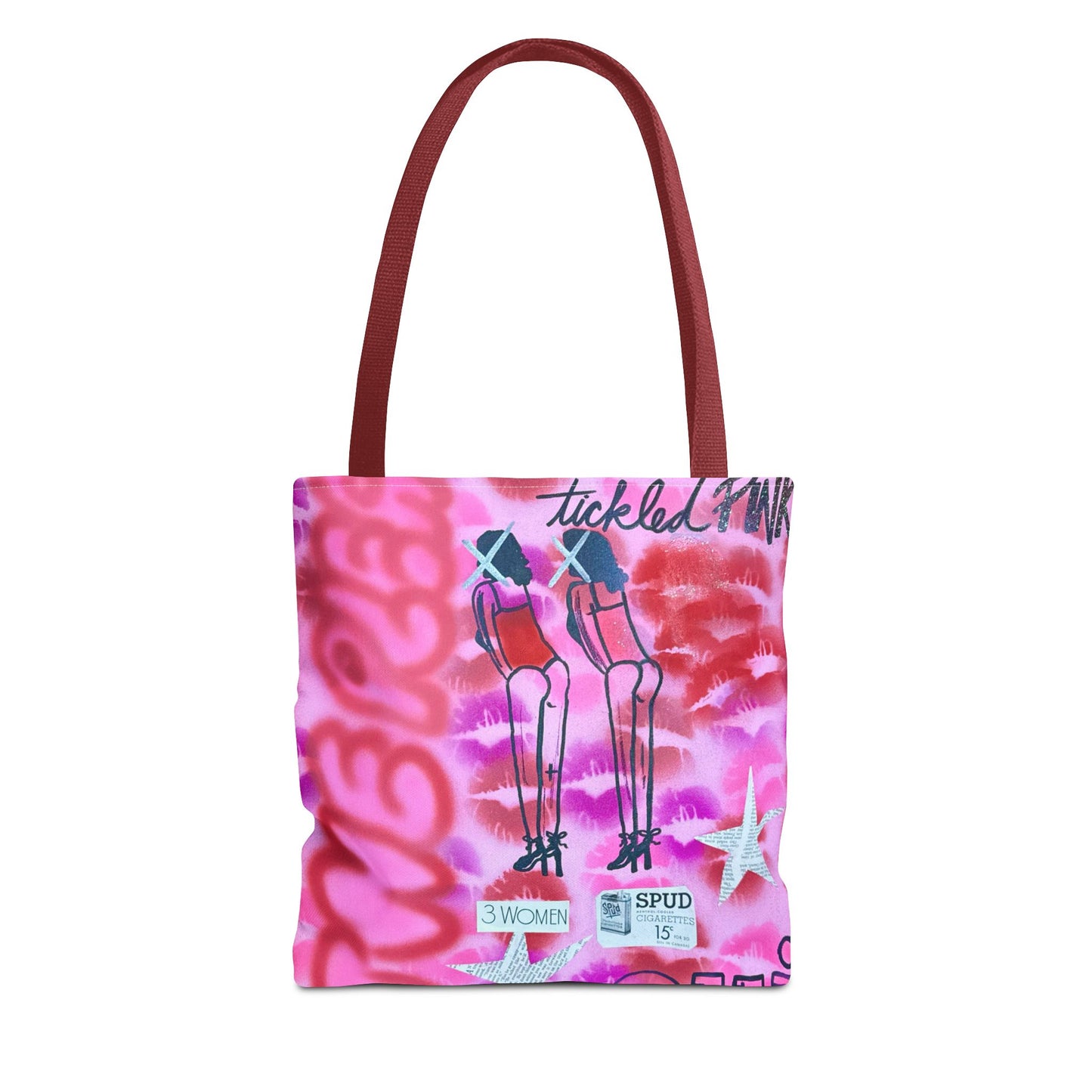 "tickled pink" airbrush tote bag