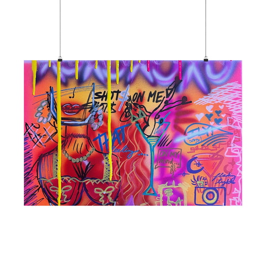 "shots on me!" airbrush horizontal print