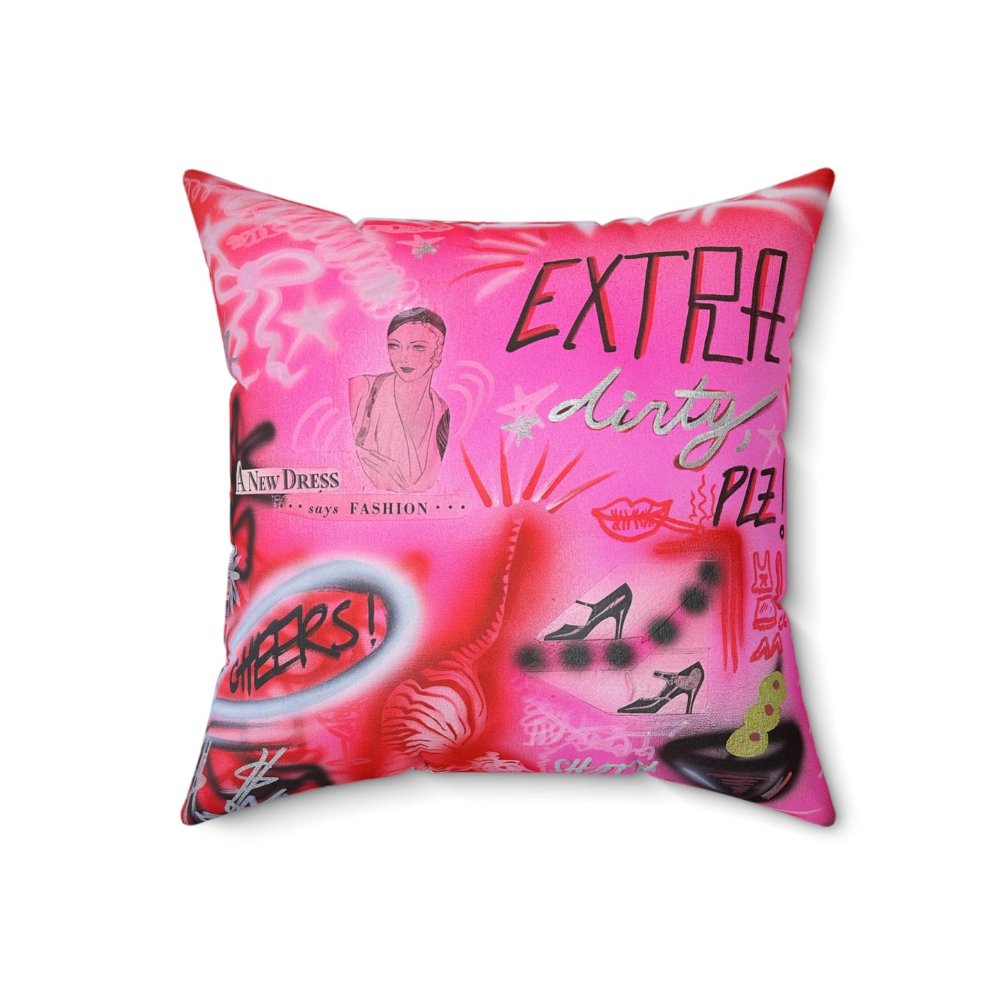 "extra dirty, plz" airbrush pillow