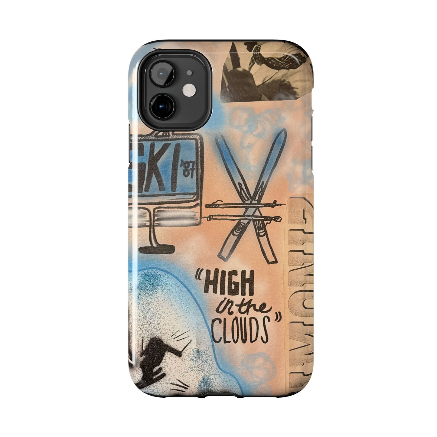 "high in the clouds" airbrush iPhone case