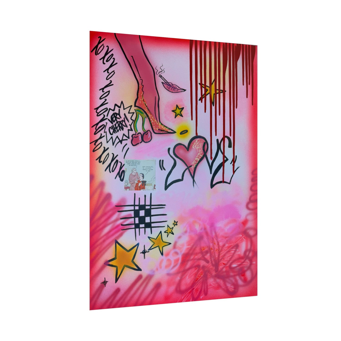 "cherry luvr" airbrush rolled print