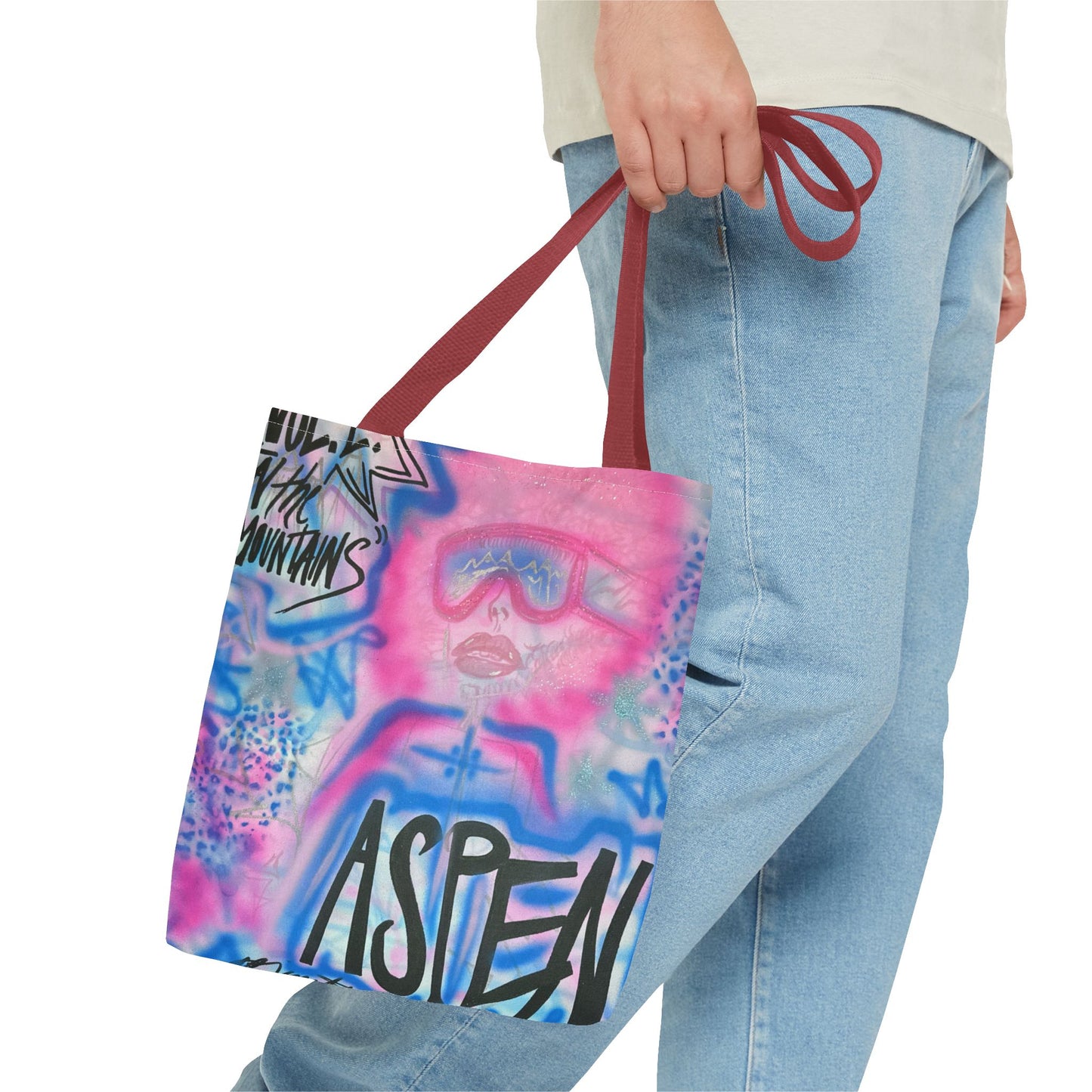 "aspen aspirations" airbrush tote bag