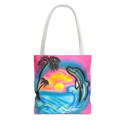 "dolphin love" airbrush tote bag