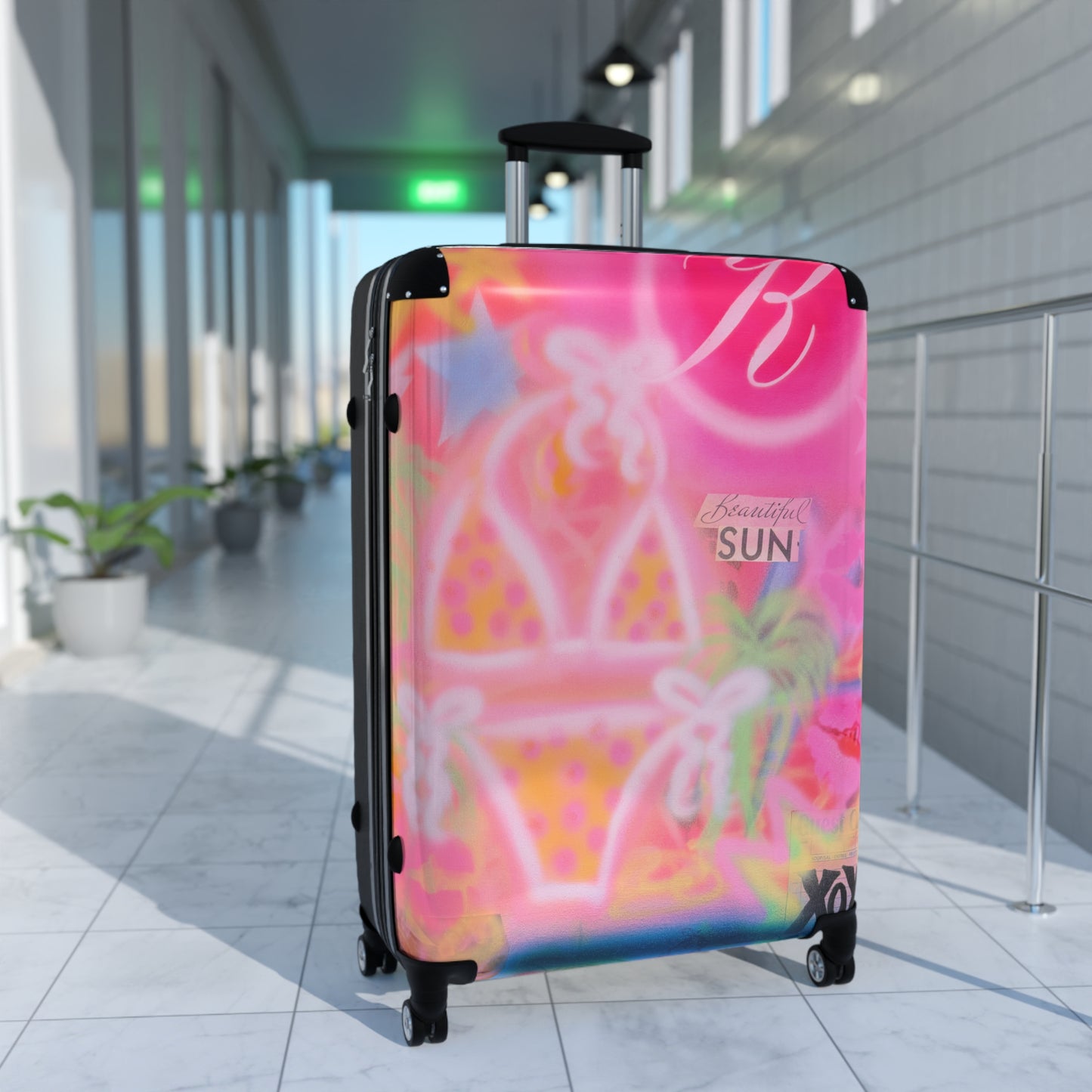 "santa monica strawberry" airbrush suitcase