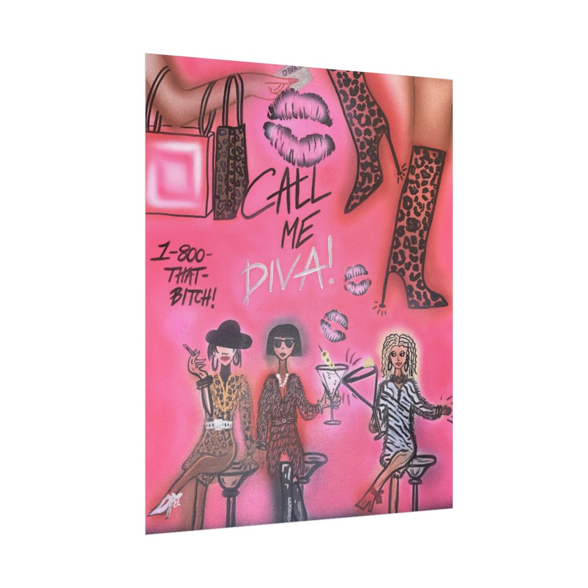 "party diva" airbrush rolled print