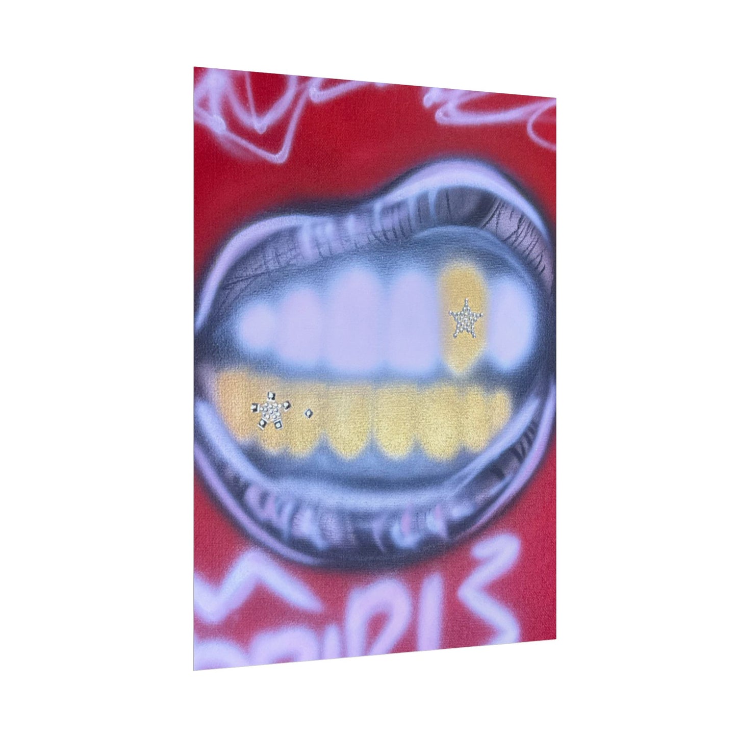 "bite me bling" airbrush rolled print