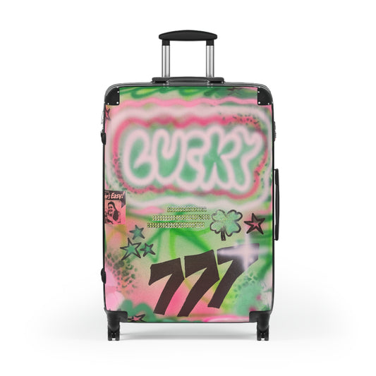 "so lucky" airbrush suitcase