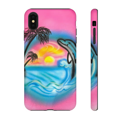 "dolphin love" airbrush iPhone case