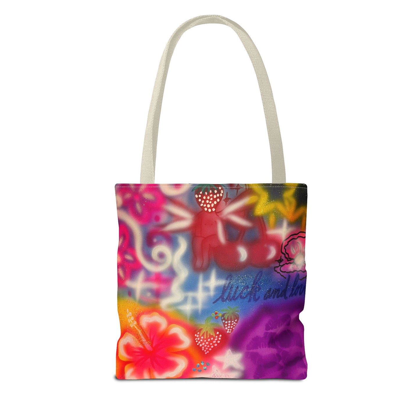 "luck n luv" airbrush tote bag