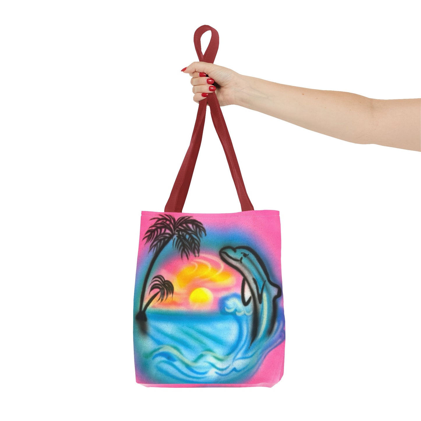 "dolphin love" airbrush tote bag