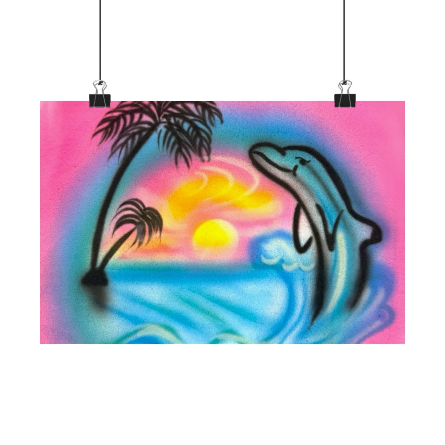 "dolphin love" airbrush horizontal print