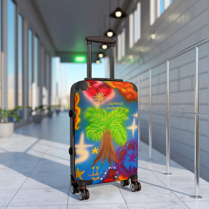 "blue neon palms" airbrush suitcase
