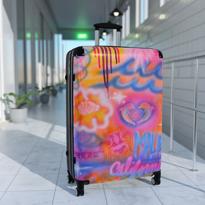 "mornings in malibu" airbrush suitcase