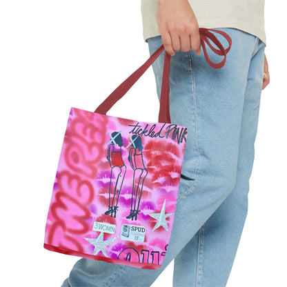 "tickled pink" airbrush tote bag