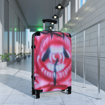 "be happy go lucky" airbrush suitcase
