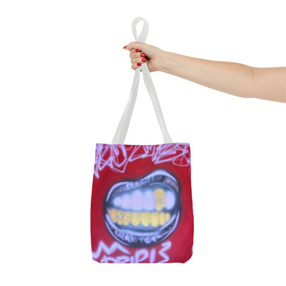 "tooth drip" airbrush tote bag