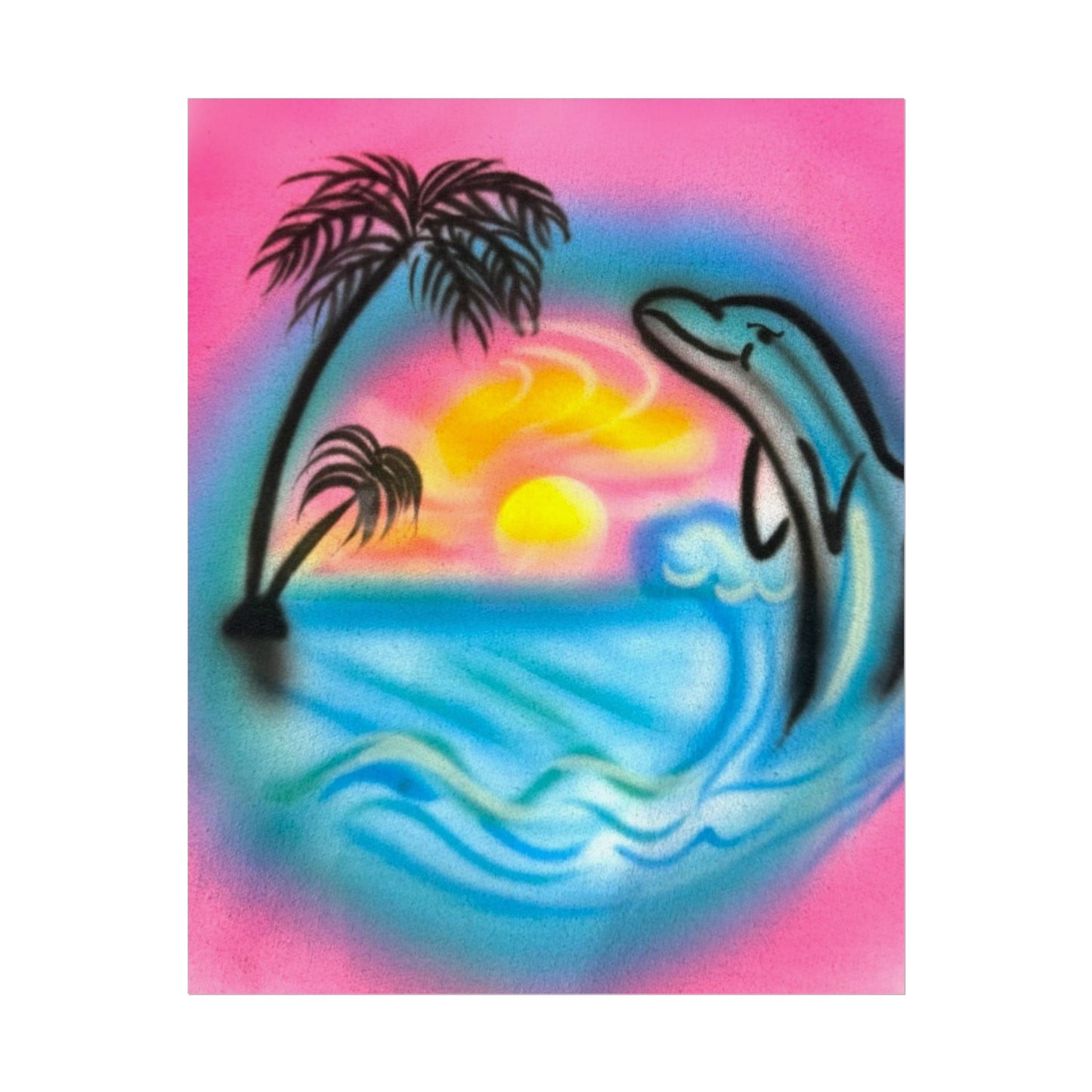 "dolphin love" airbrush rolled print
