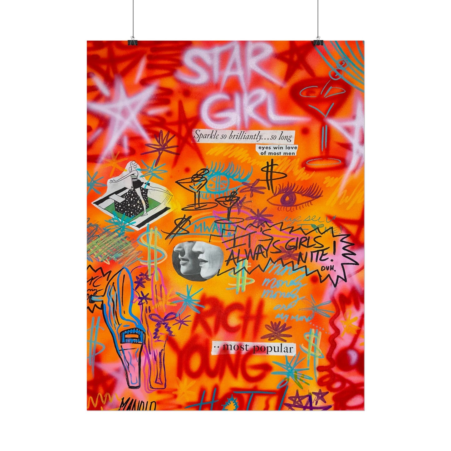 "young, rich, hot" airbrush rolled print