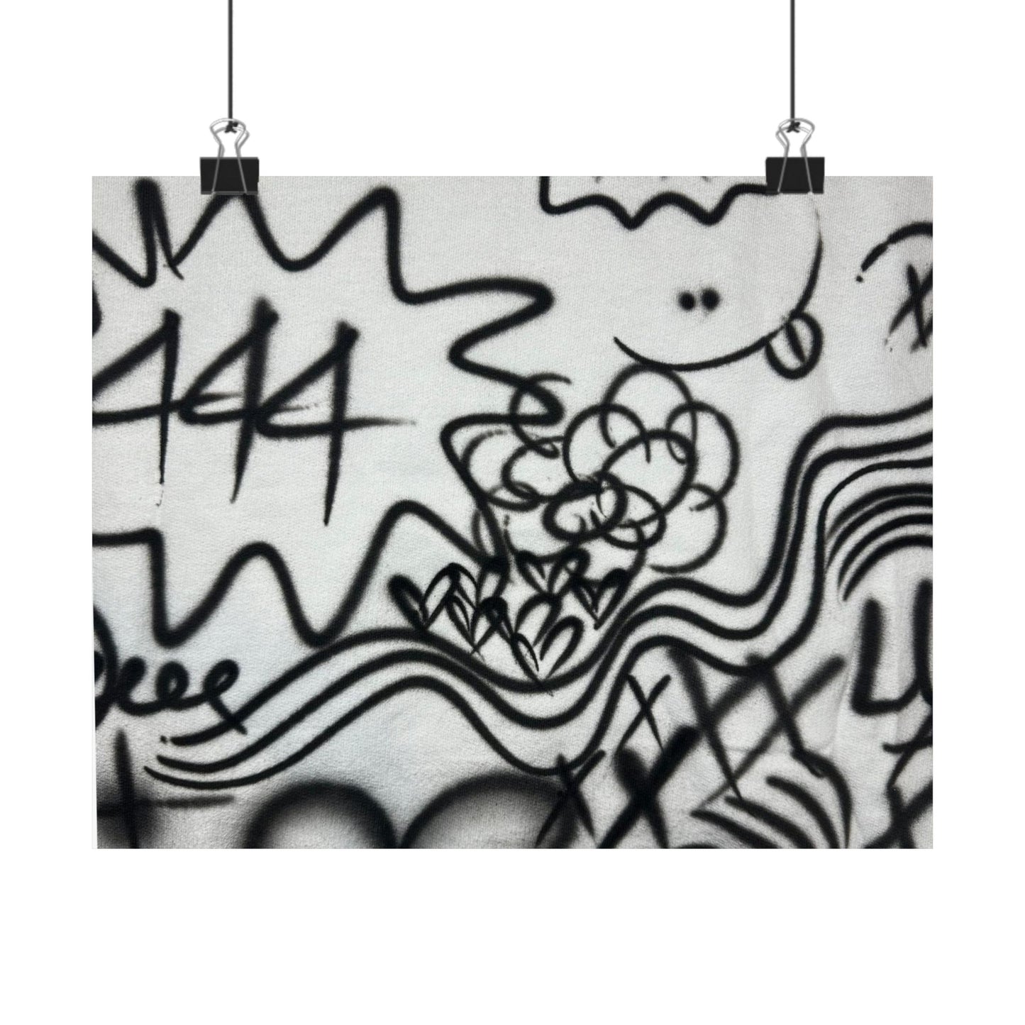 "444" airbrush horizontal print