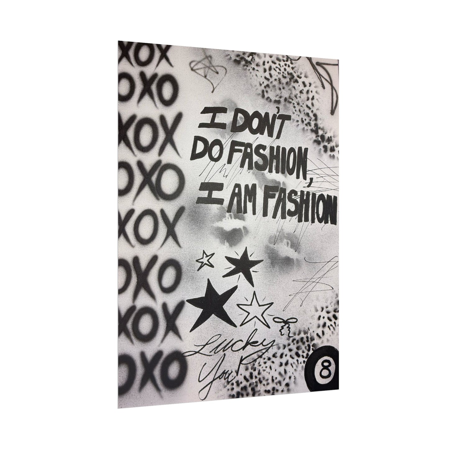 "i am fashion" airbrush rolled print