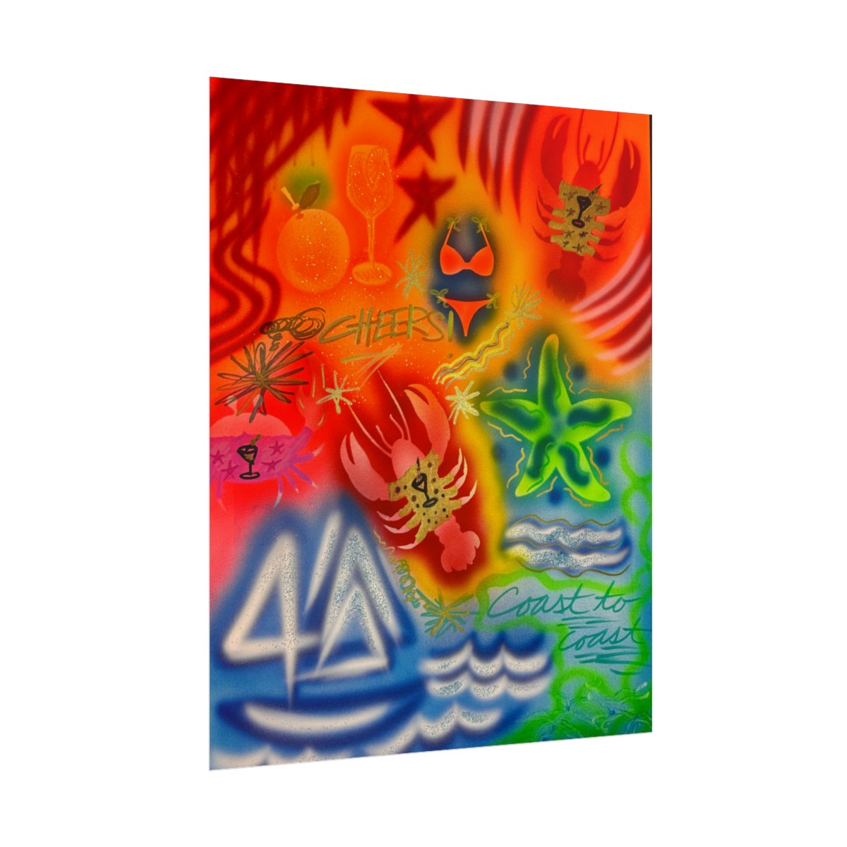 "tipsy lobster" airbrush rolled print