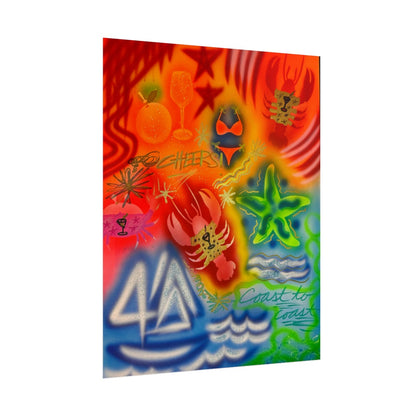 "tipsy lobster" airbrush rolled print
