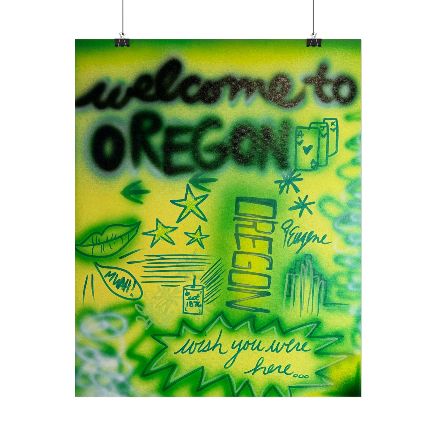 "oregon" airbrush rolled print